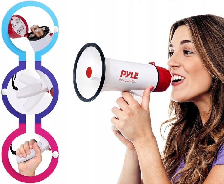 MEGAFON PYLE TYPU HORN PRZENOŚNY FUNKCJA SYRENY MOCNY BARDZO GŁOŚNY 108dB !