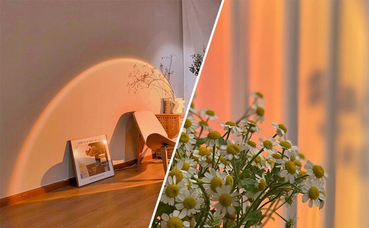 LAMPKA PROJEKTOR LED ZACHÓD SŁOŃCA 16 KOLORÓW LAMPA NOC PREZENT WALENTYNKI