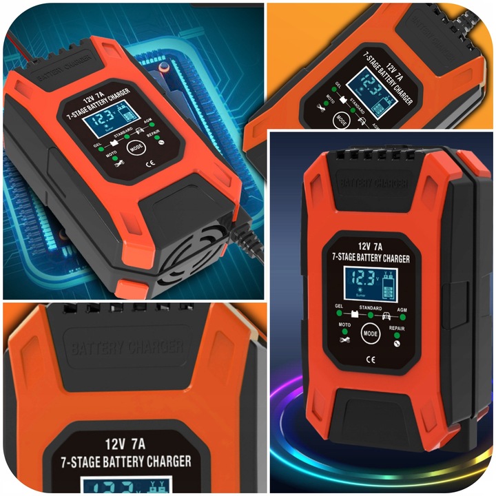 Prostownik AUTOMATYCZNY Z FUNKCJĄ NAPRAWY AKUMULATORÓW 12V 7a AUTOMAT