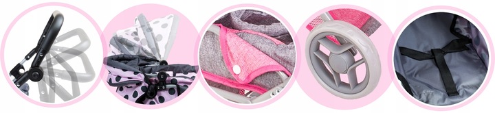 Wózek dla lalek 3w1 SPACEROWY GŁEBOKI + LALKA BOBAS INTERAKTYWNA ZESTAW XXL