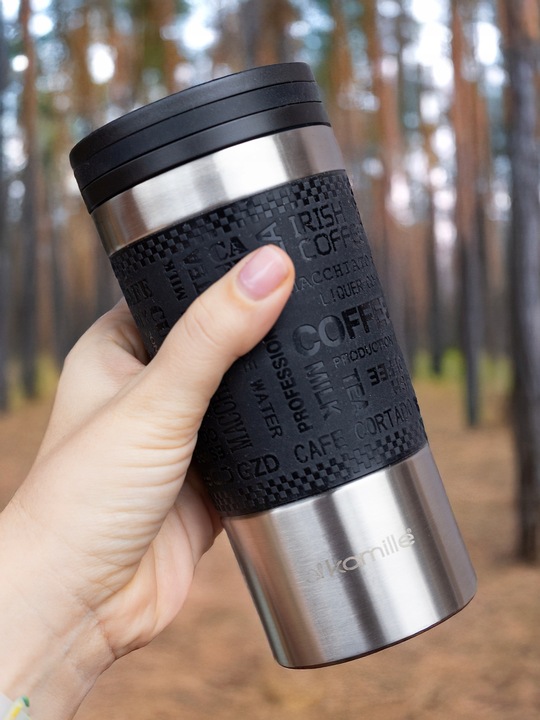 KUBEK TERMICZNY stalowy TERMOS do kawy herbaty szczelny KAMILLE 380ml