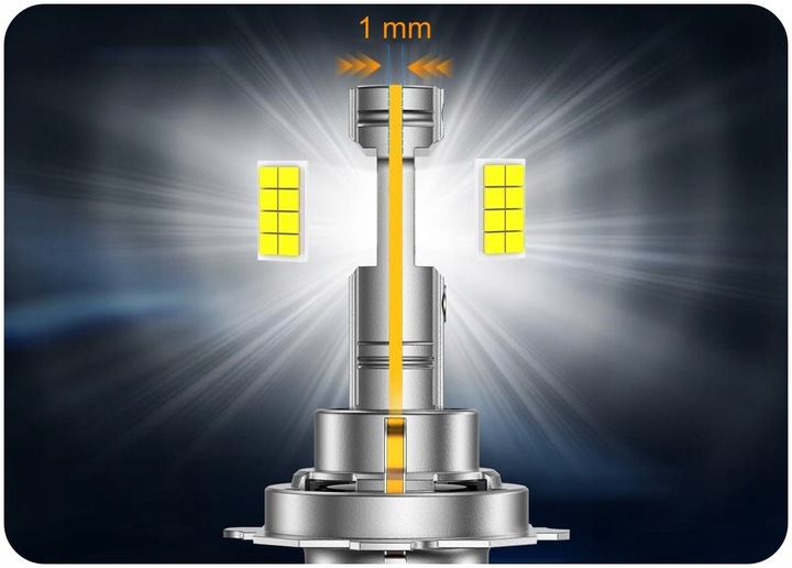 Żarówki H7 LED CSP biała 6500K 1do1 12V 7000lm BARDZO MOCNE WIECEJ ŚWIATŁA
