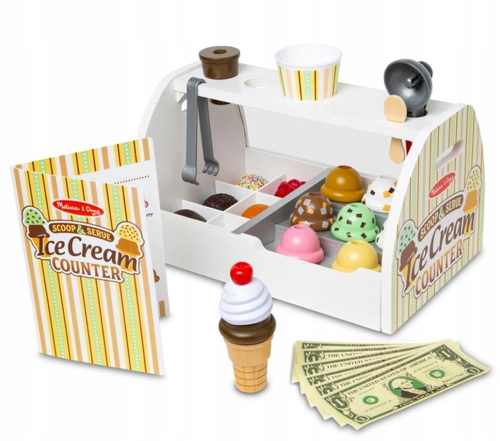 MELISSA & DOUG LODZIARNIA SKLEPIK KRAMIK Z LODAMI ZABAWKA DREWNIANA DZIECKA