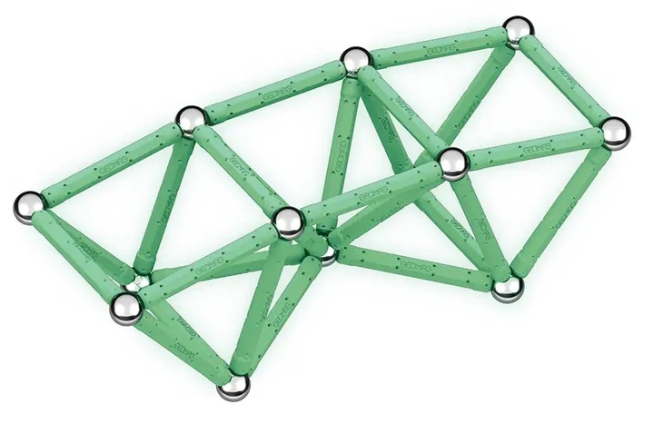 KLOCKI MAGNETYCZNE DLA DZIECI GEOMAG GLOW RECYCLED 60 ELEMENTÓW EDUKACYJNE