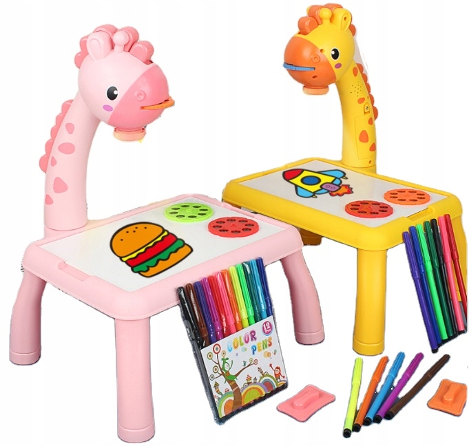 Projektor Rzutnik do Rysowania Slajdy Mazaki NÓŻKI ŻYRAFA MUZYKA DŹWIĘKI