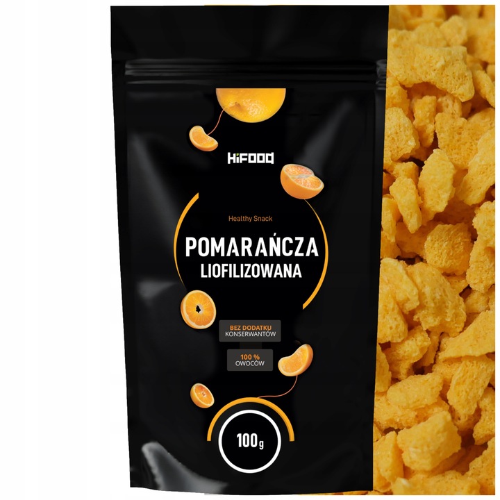 Pomarańcza Liofilizowana Grys 100g 100 g Kawałki Crunchy Pomarańcze HiFood
