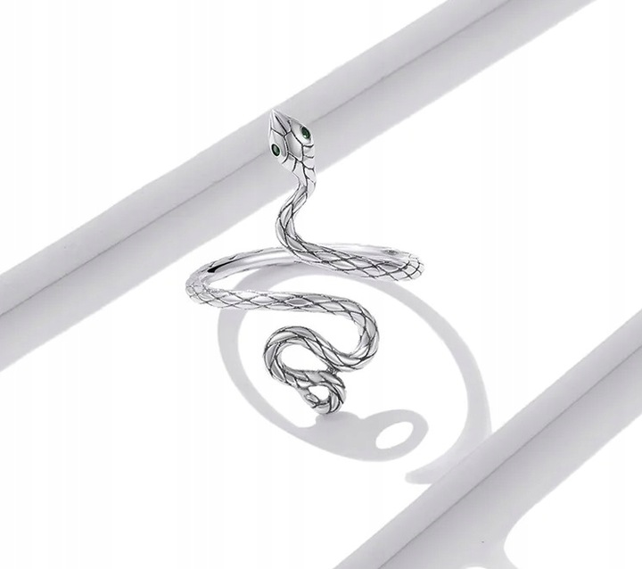 Srebrny pierścionek WĄŻ żmija cyrkonie regulowany s925 +pudełko