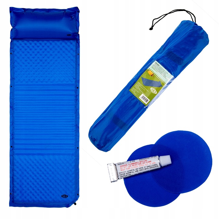 NIEBIESKA MATA SAMOPOMPUJĄCA Z PODUSZKĄ