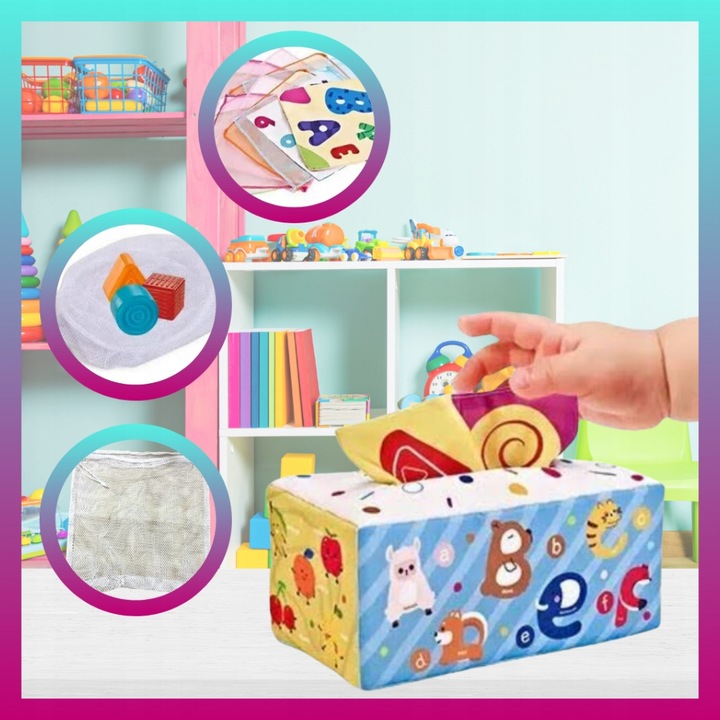 Zestaw Zabawek Sensorycznych Montessori 6w1 dla dziecka 6-12 msc 34 element