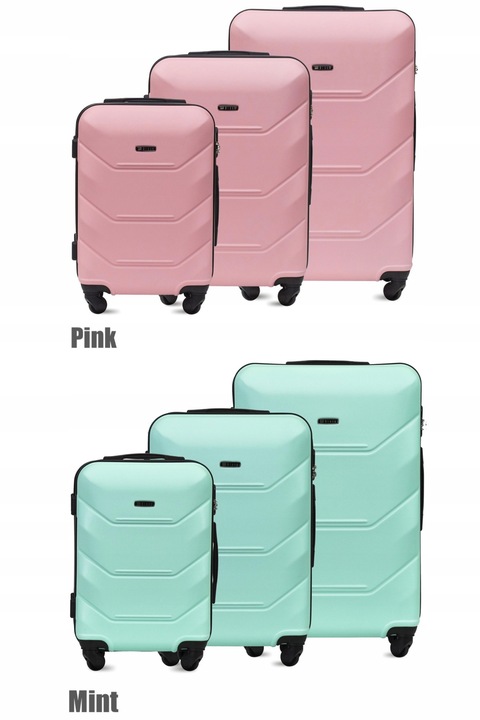 ZESTAW KOMPLET WALIZEK ABS 3IN1 MOCNA TWARDA BLOOM 15 KOLORÓW