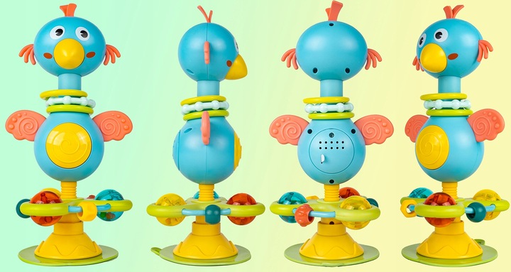 GRZECHOTKA PTAK ZABAWKA SENSORYCZNA WESOŁY PTASZEK Z PRZYSSAWKĄ NA BATERIE