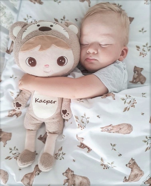 Prezent dla Noworodka - Miś z imieniem - Przytulanka dla niemowląt +DATA 0+
