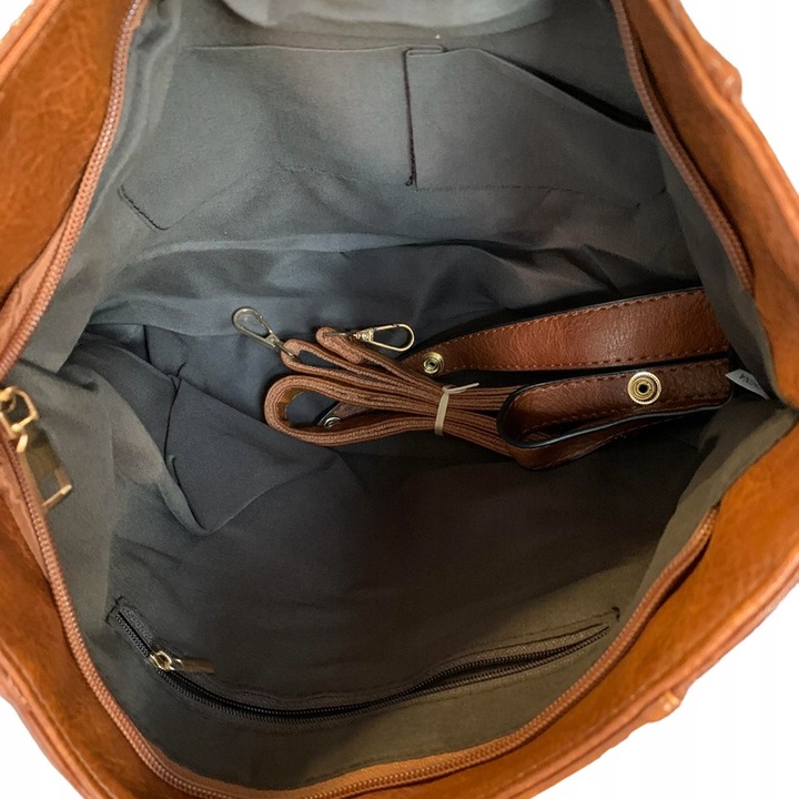 Torebka Duża BRĄZOWA Damska Pojemna Do pracy A4 Torba