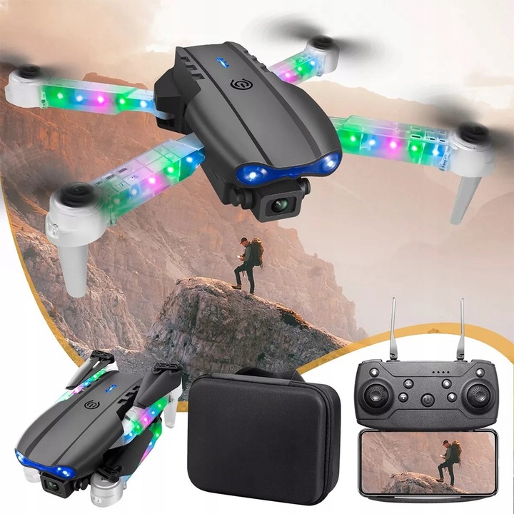INTELLIGENT ZESTAW DRON Z 2 KAMERĄ WIFI LED JEDEN PRZYCISK STARTU/LĄDOWANIA