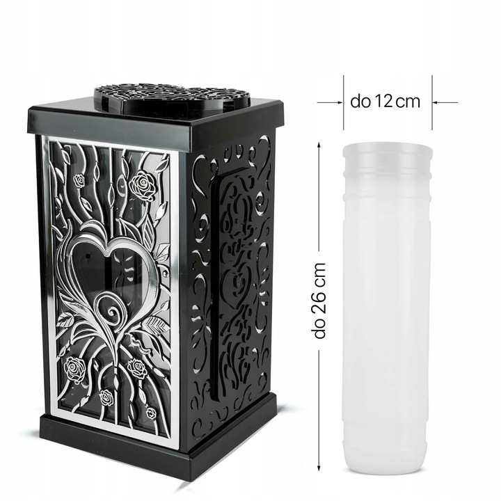 Znicz Artystyczny Serce 31 cm Srebrny Ekskluzywna Kapliczka Fermo Duży