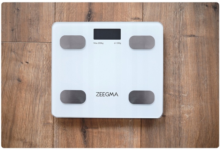 INTELIGENTNA WAGA ŁAZIENKOWA BLUETOOTH ANALITYCZNA APLIKACJA ZEEGMA 17W1