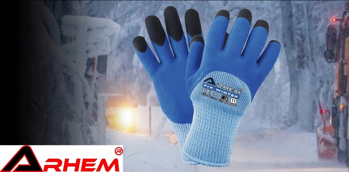 12 PAR Rękawice Robocze Ochronne BHP Ocieplane Zimowe Grube Arhem Winter 10