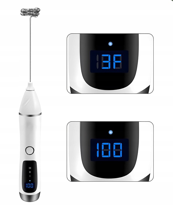 RĘCZNY SPIENIACZ MIKSER DO MLEKA KAWY ELEKTRYCZNY MINI BLENDER 11000 obr.