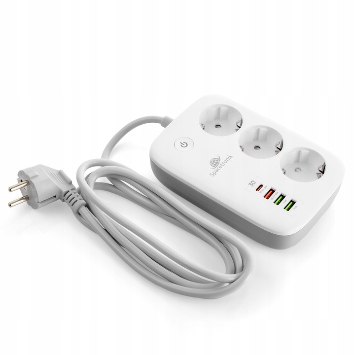 Listwa Zasilająca SMART WiFi Tuya Przedłużacz 3 AC 4 USB 2m Spacetronik