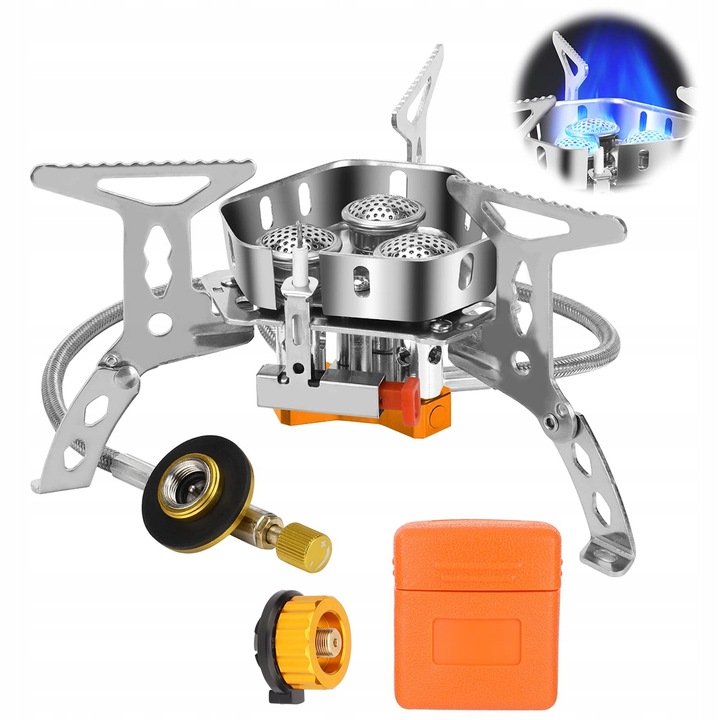 6800W Doskonała MINI kuchenka turystyczna gazowa na kartusze z adapterem