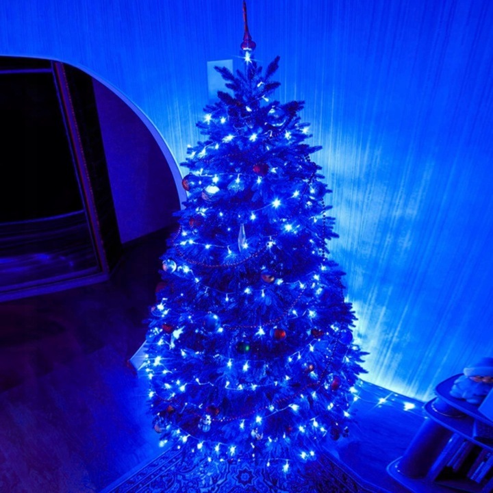 LAMPKI CHOINKOWE 300 LED STAŁE + FLASH ZEWNĘTRZNE ŚWIATEŁKA IP44 NIEBIESKIE
