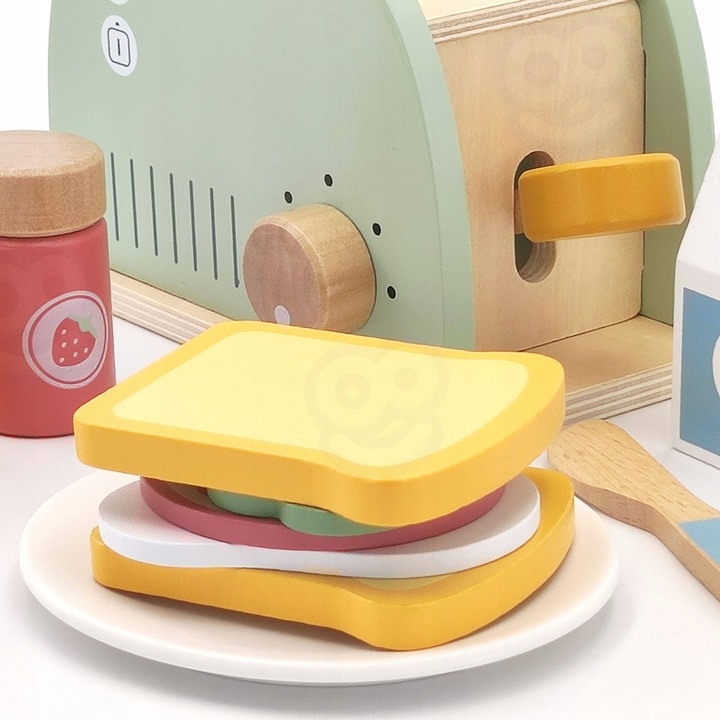 TOSTER DREWNIANY PASTELOWY ZESTAW ŚNIADANIOWY TOOKY TOY