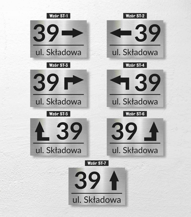 Tabliczka ADRESOWA ALUMINIOWA ZE STRZAŁKĄ Numer