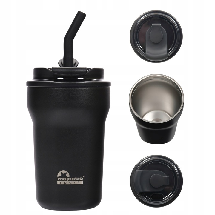 Kubek termiczny termos ze słomką ustnikiem Majestic Sport 420 ml