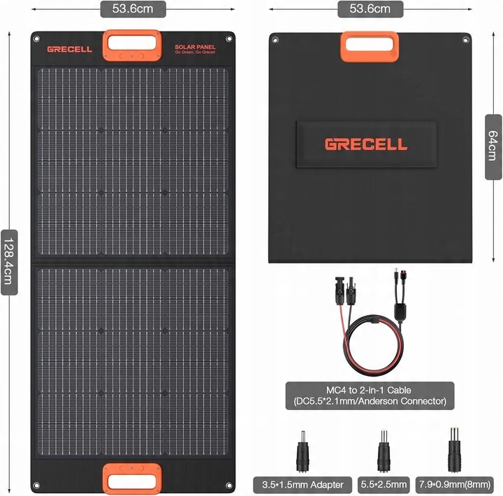 GRECELL Panel Solarny 100W 20V Składany - Ładowarka do Stacji Zasilania | K