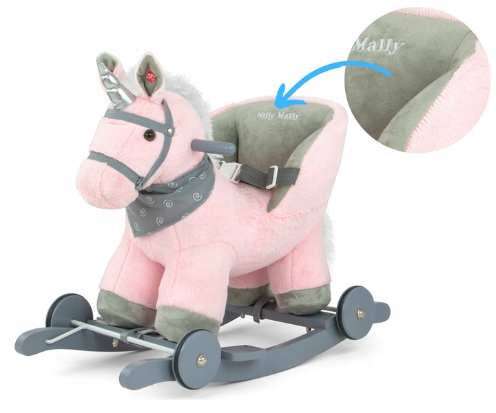 RÓŻOWY KONIK na biegunach 2w1 JEŹDZIK dla dziewczynki bujak bujaczek KOŃ