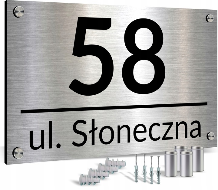 Tabliczka z numerem na dom tablica adresowa aluminiowa numer domu dystanse
