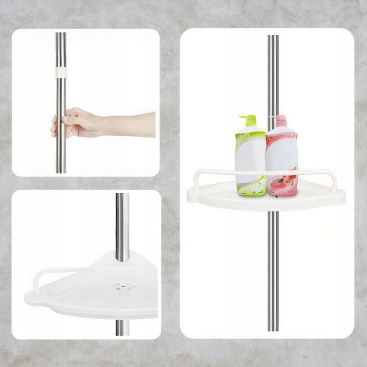 PÓŁKA ŁAZIENKOWA NAROŻNA POD PRYSZNIC TELESKOPOWA DO ŁAZIENKI KOSMETYK 305c