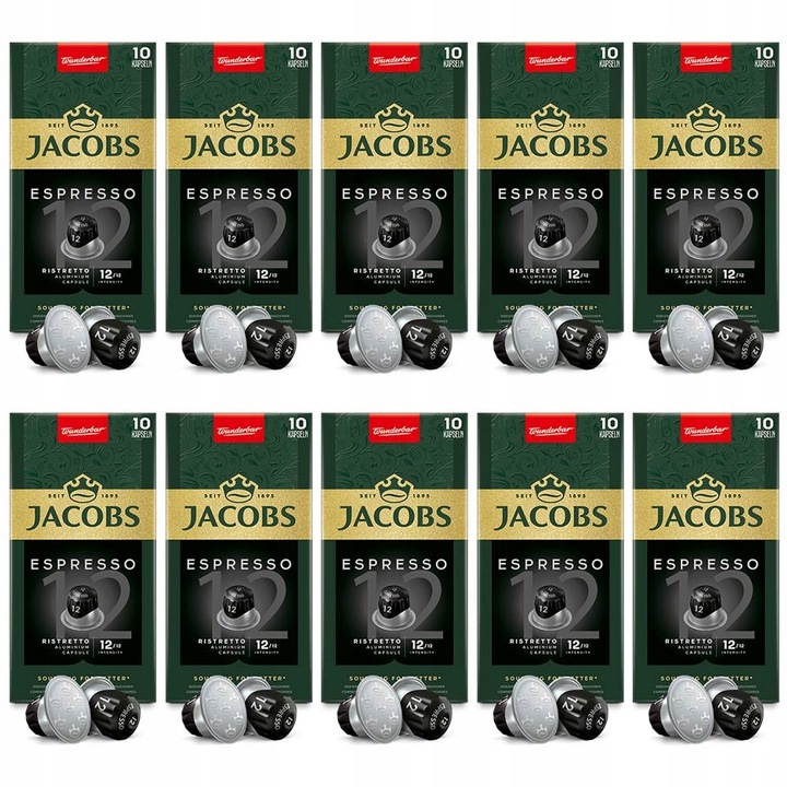 Kapsułki Jacobs do Nespresso(r)* Espresso 12, 100 kaw, 90+10 kaw GRATIS!