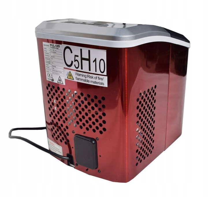 CZERWONA KOSTKARKA MASZYNA DO ROBIENIA KOSTEK LODU DO DRINKÓW WYDAJNA