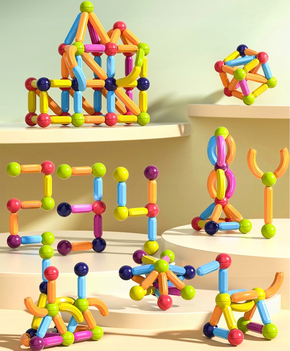 KLOCKI MAGNETYCZNE KONSTRUKCYJNE EDUKACYJNE 45 EL DLA DZIECI MAGNETIC STICK