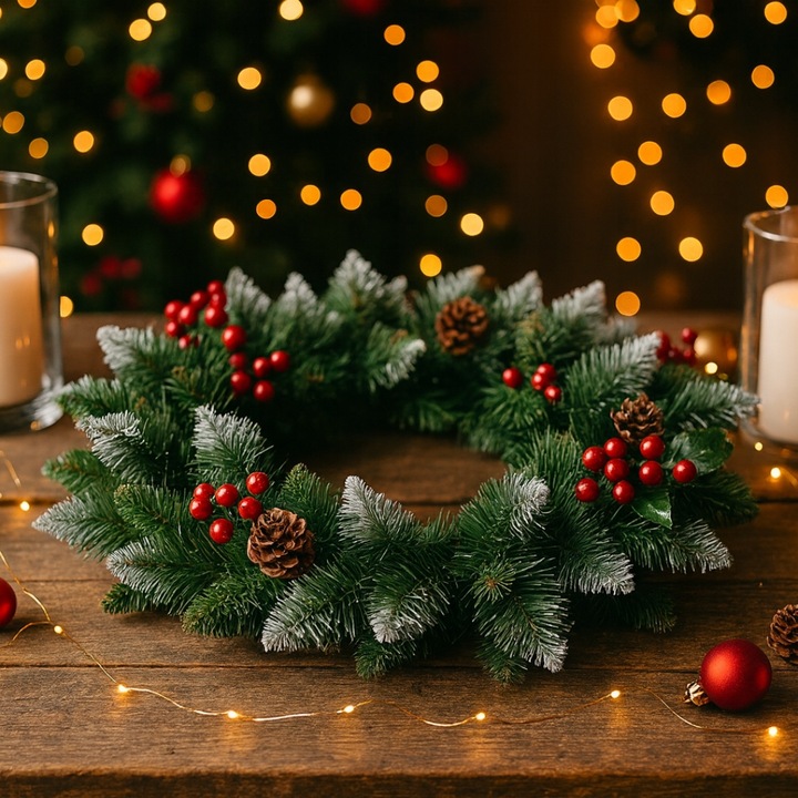 WIANEK ŚWIĄTECZNY GĘSTY OZDOBA ŚWIĄTECZNA NA DRZWI STÓŁ WIENIEC ZIELONY 65