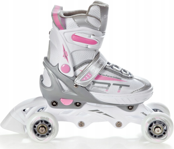 Rolki Wrotki Regulowane 3w1 RAVEN Profession White/Pink 38-42