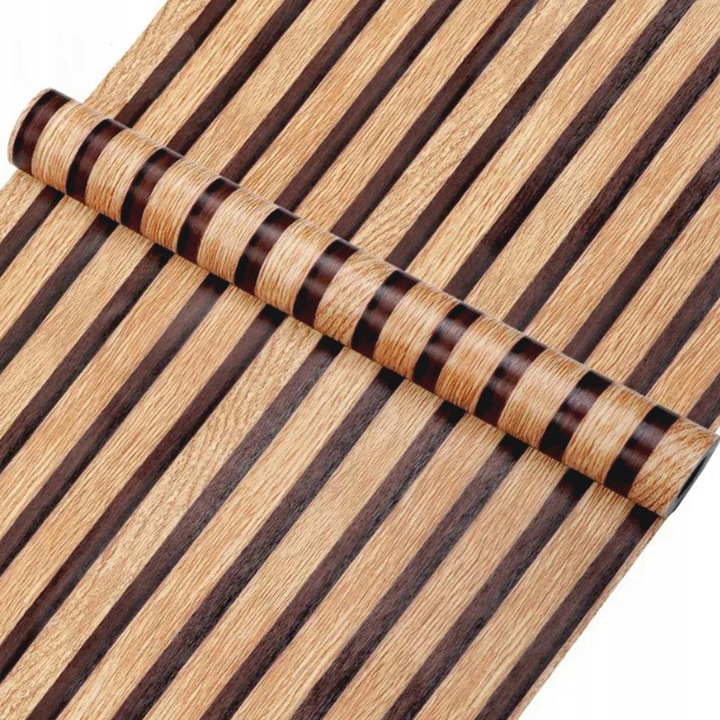 Tapeta Lamel Samoprzylepna Panele Ścienne 3D Okleina Lamele Brąz Drewno 10m