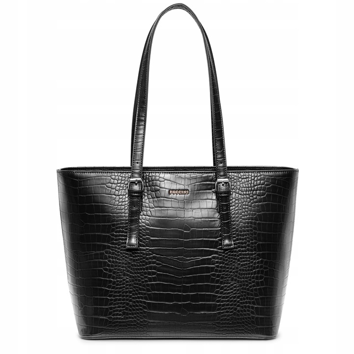 Torebka Damska Shopper Na Ramię PUCCINI Duża Mieści A4 Czarna BML054D-1