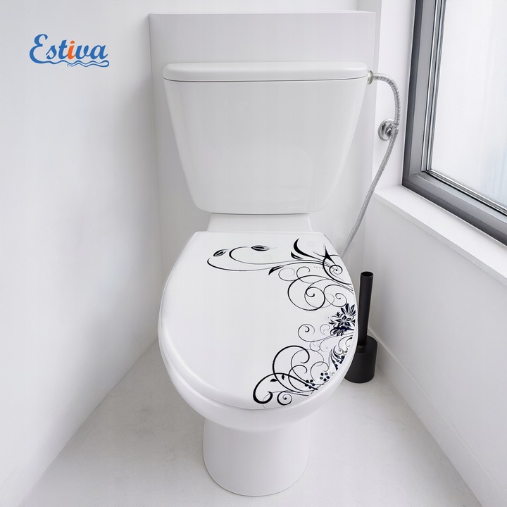 DESKA WC SEDESOWA WOLNOOPADAJĄCA TWARDY DUROPLAST NADRUK GRAFITOWY ESTIVA