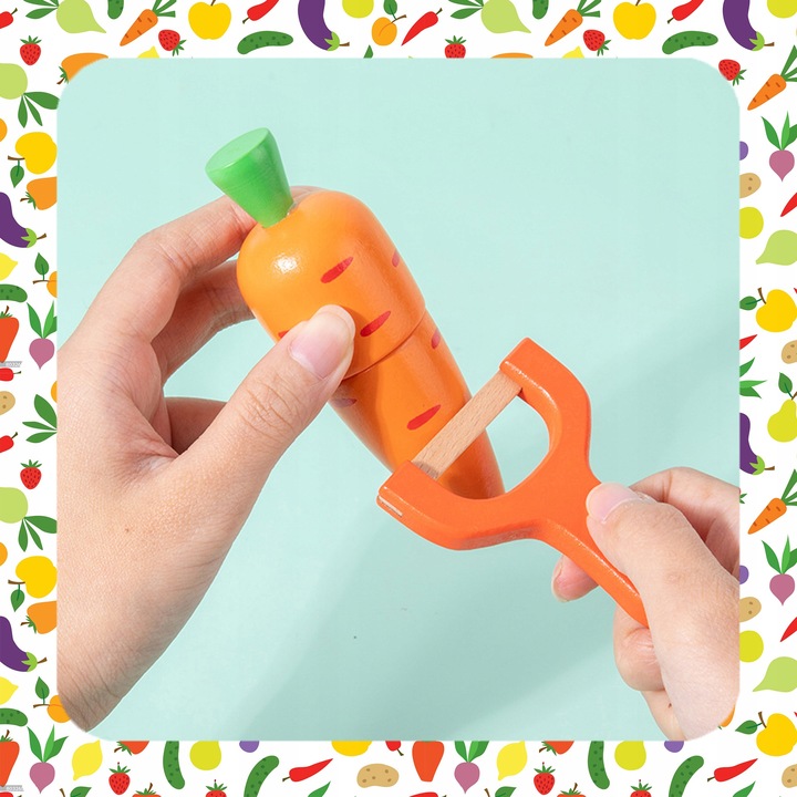 ZESTAW XXL DREWNIANE WARZYWA OWOCE DO KROJENIA NA MAGNES PREZENT DLA DZIECI