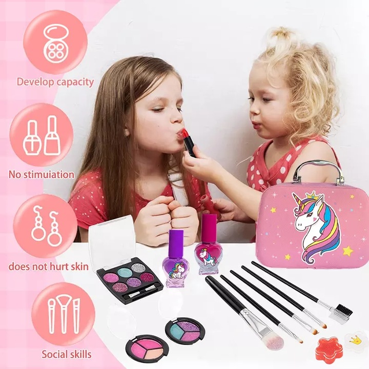 KUFEREK KOSMETYKÓW Zestaw do MAKIJAŻU I PAZNOKCI DLA DZIECI DOMOWE SPA