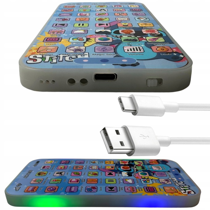 INTERAKTYWNY TELFON STICH DLA DZIECI USB C ŁADOWANY DŹWIĘKI NAUKA ZABAWKOWY