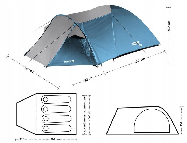 Namiot Turystyczny Ogrodowy Kempingowy 4 Osobowy