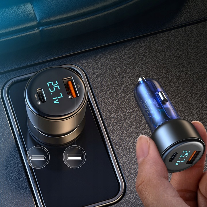 Ładowarka Samochodowa 72 W USB+USB-C Bardzo mocna