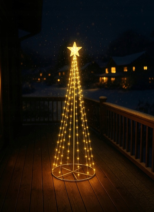 CHOINKA LED 180CM NA STELAŻU ZE ŚWIATEŁKAMI 8 TRYBÓW PROGRAMATOR IP44