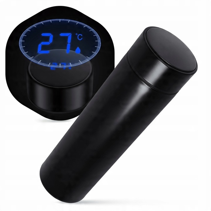 Kubek Termiczny Termos LED 500ml Duży | Butelka Na Kawę Herbatę Wyświetlacz