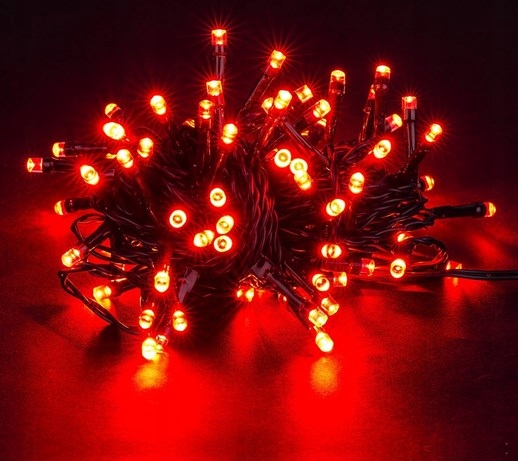 Lampki Choinkowe Led Wewnętrzne Zewnętrzne Wodoodporne Czerwone 300 LED