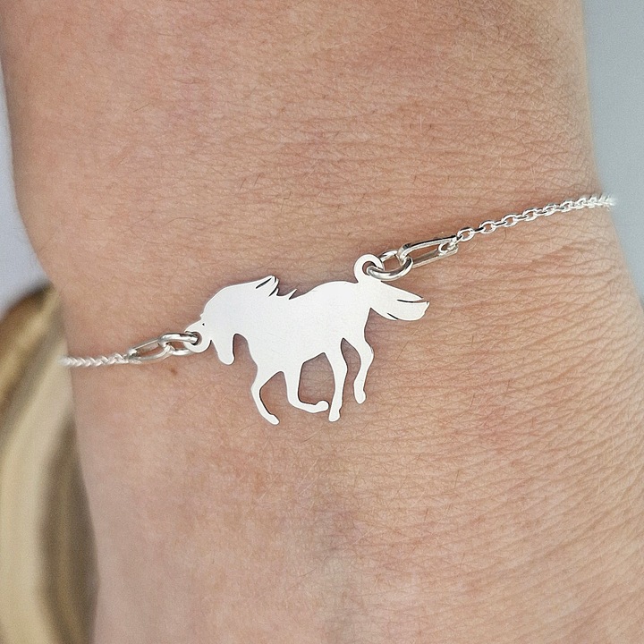 BRANSOLETKA SREBRNA DZIECIĘCA KONIK MUSTANG KOŃ SREBRO 925 + GRAWER