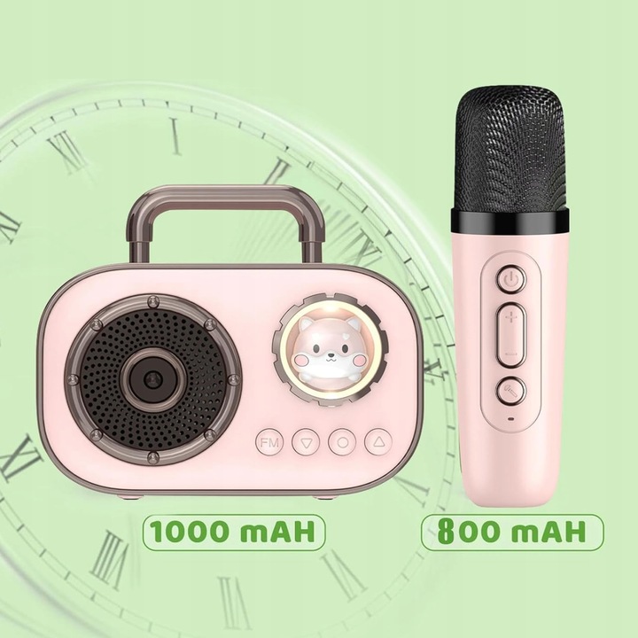 Bezprzewodowy Zestaw do Karaoke dla Dzieci Głośnik Bluetooth + 2 Mikrofony